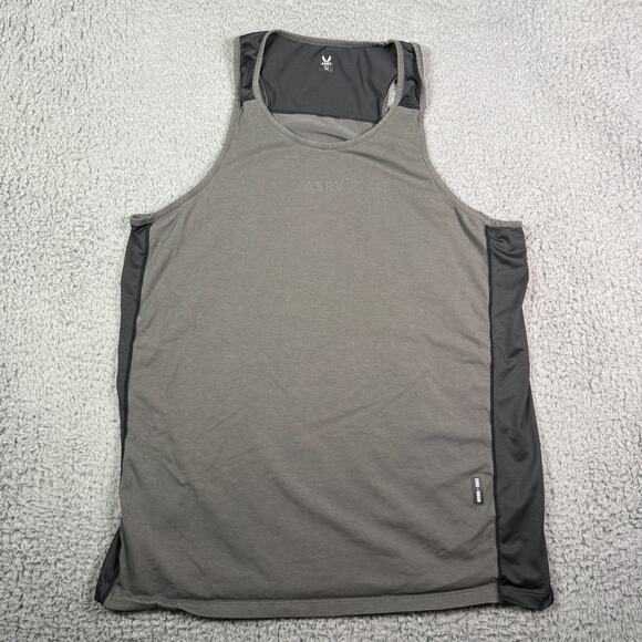 ASRV Tank Top Mens Large Gray Black Athletic Supima Blend Training Gym DSG-0809 - Picture 2 of 10